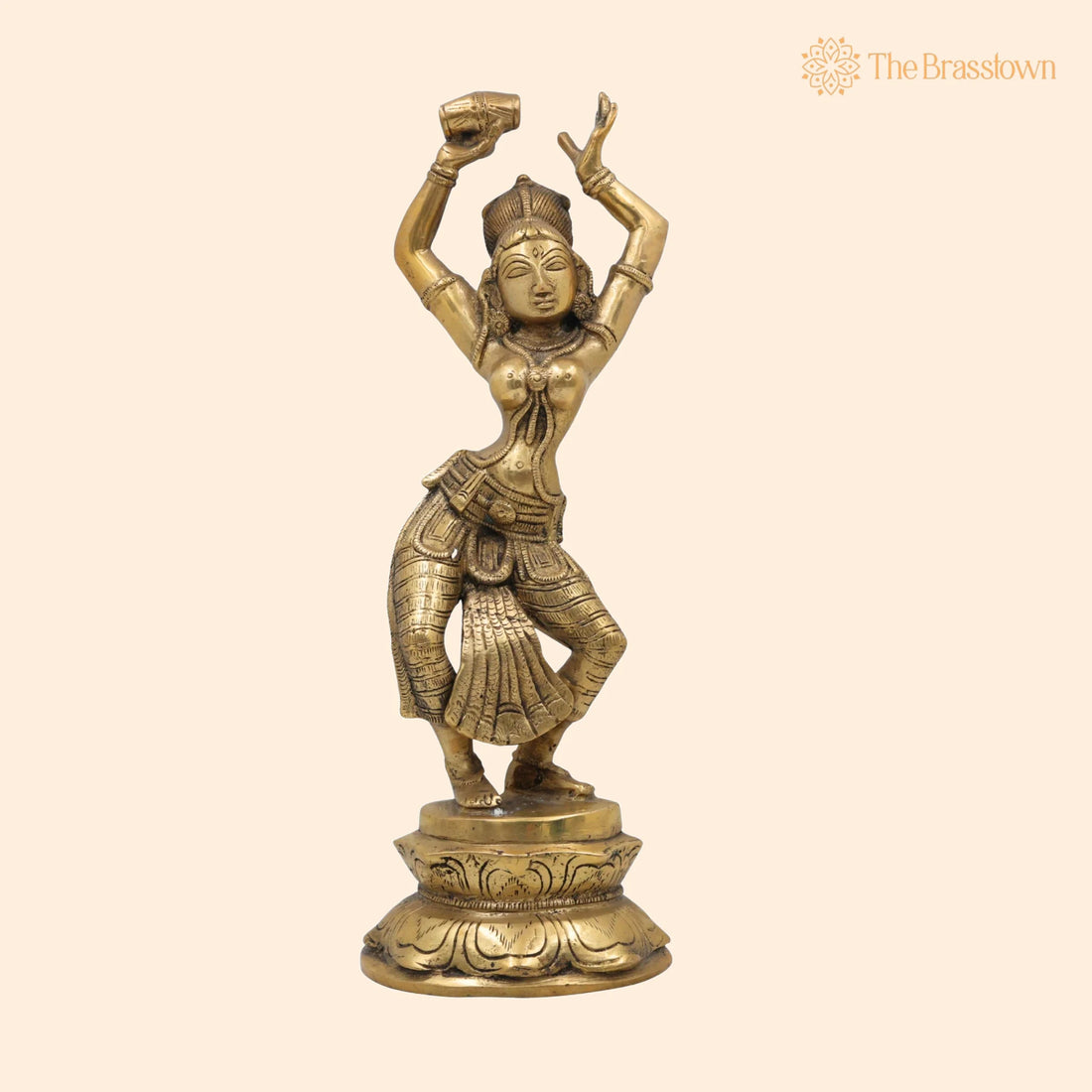 Brass Apsara Idol – Handcrafted Peetal Devangana Urvashi Murti, Pital Menaka Rambha Tilottama Statue, Dancing Swargangana Devakanya 12 Inch 1