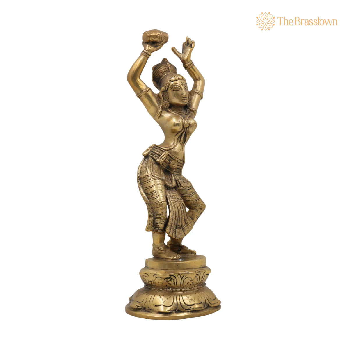 Brass Apsara Idol – Handcrafted Peetal Devangana Urvashi Murti, Pital Menaka Rambha Tilottama Statue, Dancing Swargangana Devakanya 12 Inch 2
