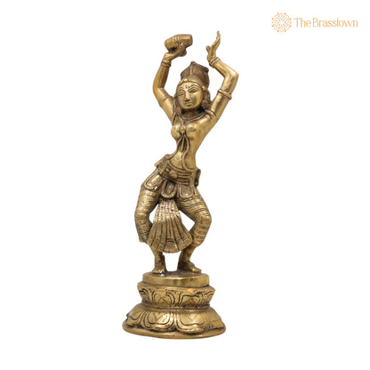 Brass Apsara Idol – Handcrafted Peetal Devangana Urvashi Murti, Pital Menaka Rambha Tilottama Statue, Dancing Swargangana Devakanya 12 Inch 3