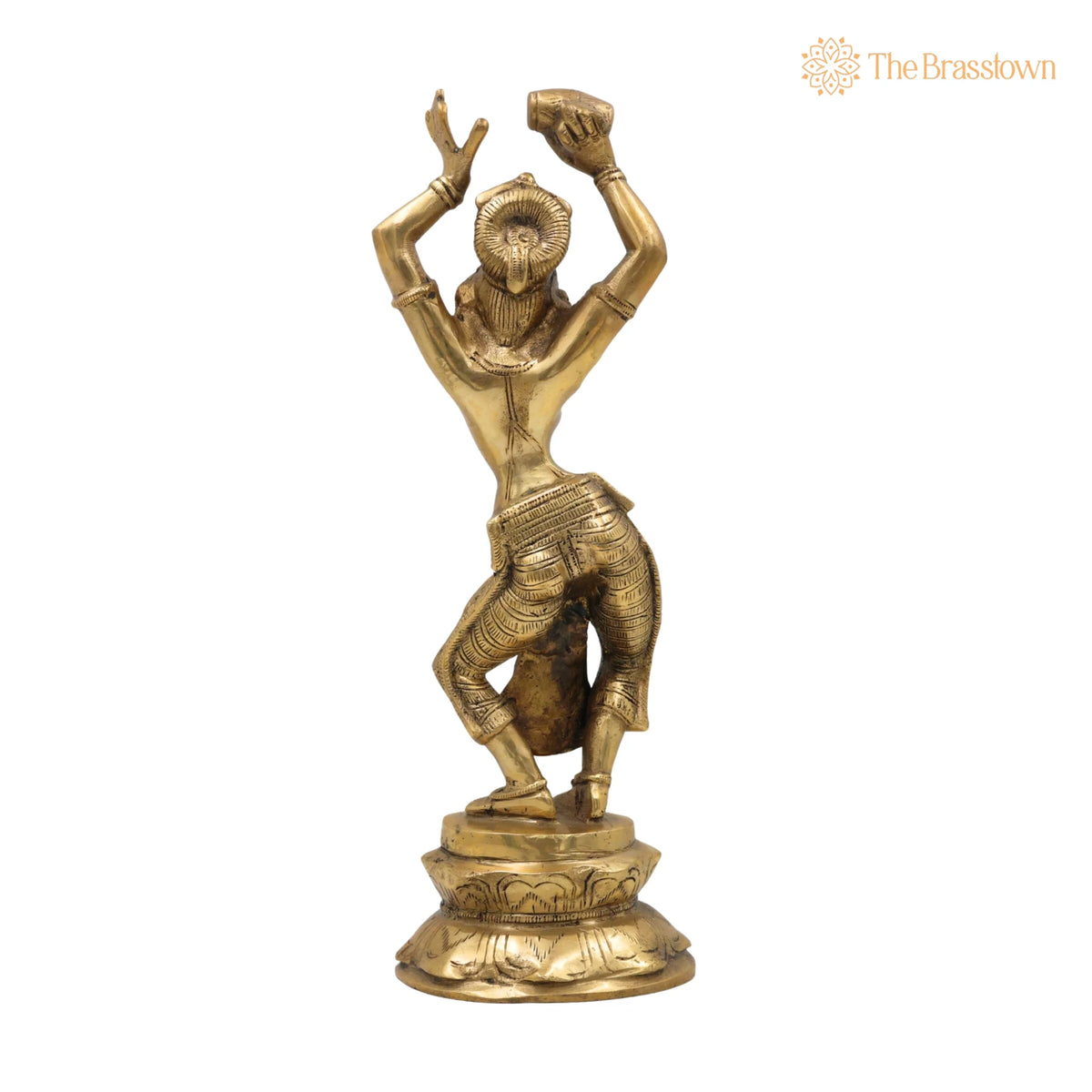 Brass Apsara Idol – Handcrafted Peetal Devangana Urvashi Murti, Pital Menaka Rambha Tilottama Statue, Dancing Swargangana Devakanya 12 Inch 4