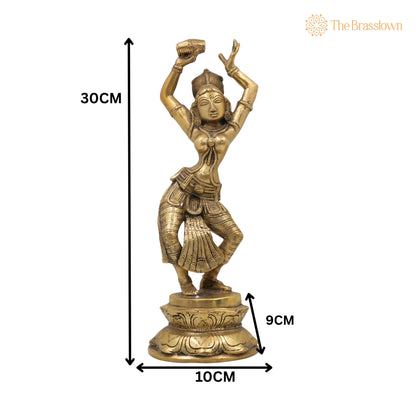 Brass Apsara Idol – Handcrafted Peetal Devangana Urvashi Murti, Pital Menaka Rambha Tilottama Statue, Dancing Swargangana Devakanya 12 Inch 5