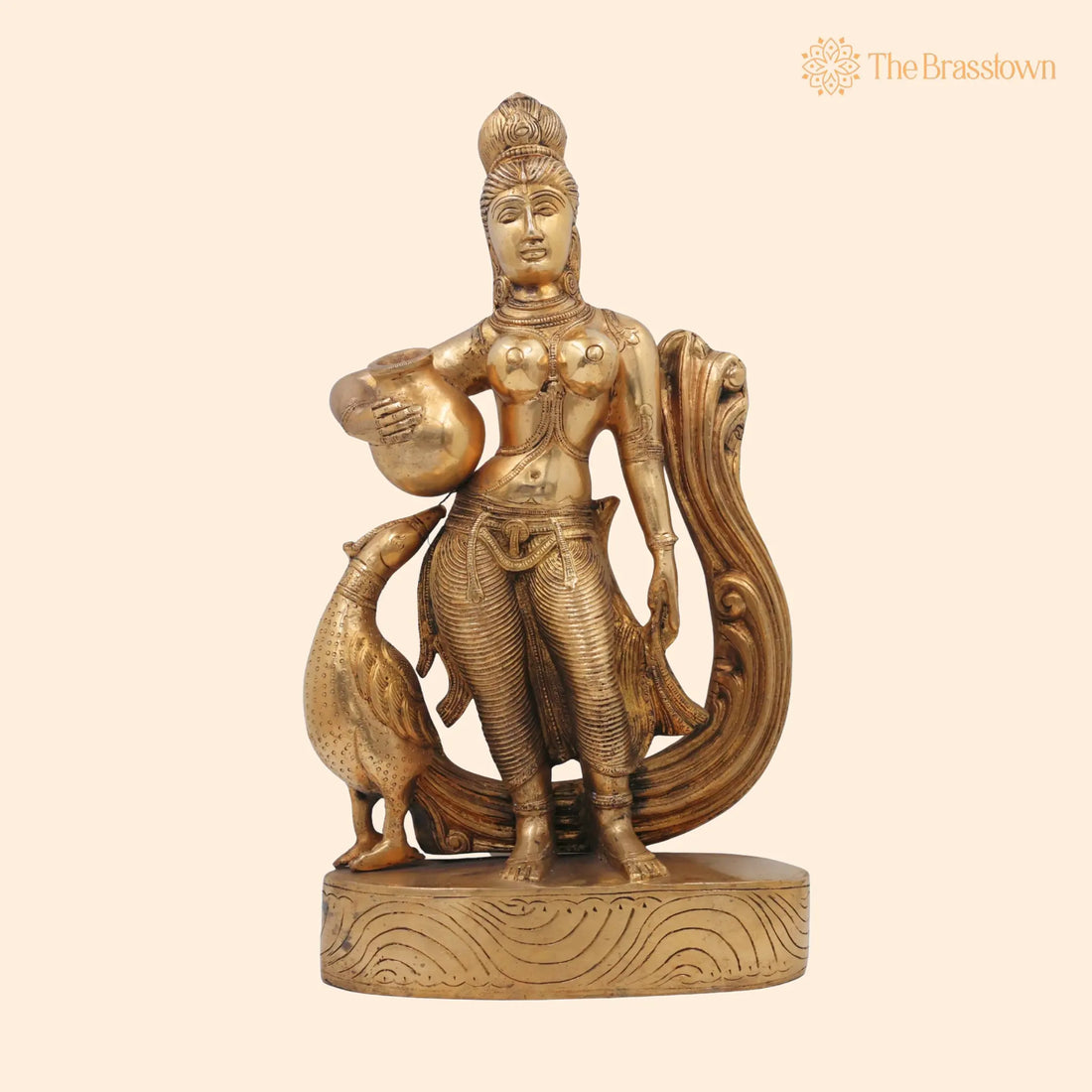 Brass Apsara Idol Urvashi Devangana Murti – Peetal Swargiya Sundari Statue, Handcrafted Pital Rambha Tilottama Sculpture 16 Inch 1