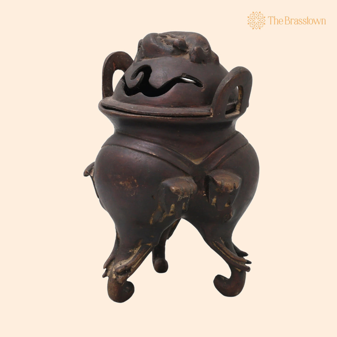 Brass Dhupa Dani Idol – Peetal Dhoop Burner, Handcrafted Temple Incense Holder, Traditional Agarbatti Stand for Pooja 7 Inch 1