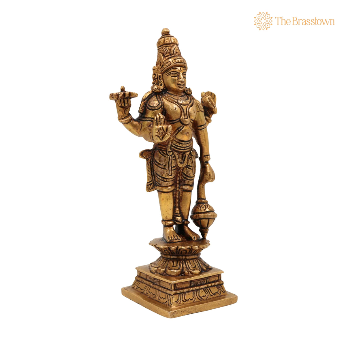 Brass Vishnu Idol – Handcrafted Narayana Murti, Narayana Pooja Idol, Home Décor &amp; Spiritual Gift 7 Inch 2