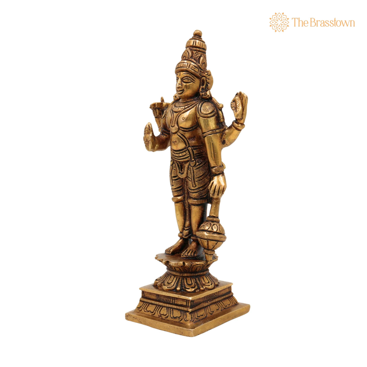 Brass Vishnu Idol – Handcrafted Narayana Murti, Narayana Pooja Idol, Home Décor &amp; Spiritual Gift 7 Inch 3