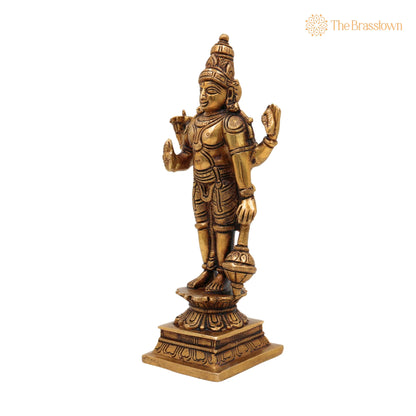 Brass Vishnu Idol – Handcrafted Narayana Murti, Narayana Pooja Idol, Home Décor &amp; Spiritual Gift 7 Inch 3
