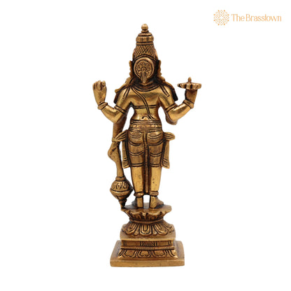 Brass Vishnu Idol – Handcrafted Narayana Murti, Narayana Pooja Idol, Home Décor &amp; Spiritual Gift 7 Inch 4