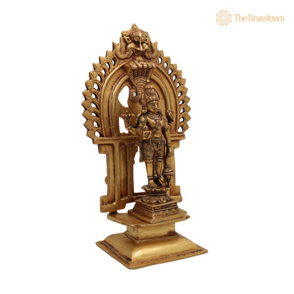 Brass Vishnu Idol with Prabhavali – Handcrafted Narayana Murti for Puja, Home Mandir &amp; Décor 11.5 Inch 2