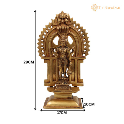 Brass Vishnu Idol with Prabhavali – Handcrafted Narayana Murti for Puja, Home Mandir &amp; Décor 11.5 Inch 5