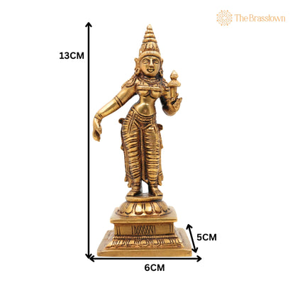 Handcrafted Brass Sri Devi Silai – Lakshmi Idol, Mahalakshmi Murti, Shri Kamala Devi Statue for Home Temple, Pooja &amp; Gifts 5 Inch 5