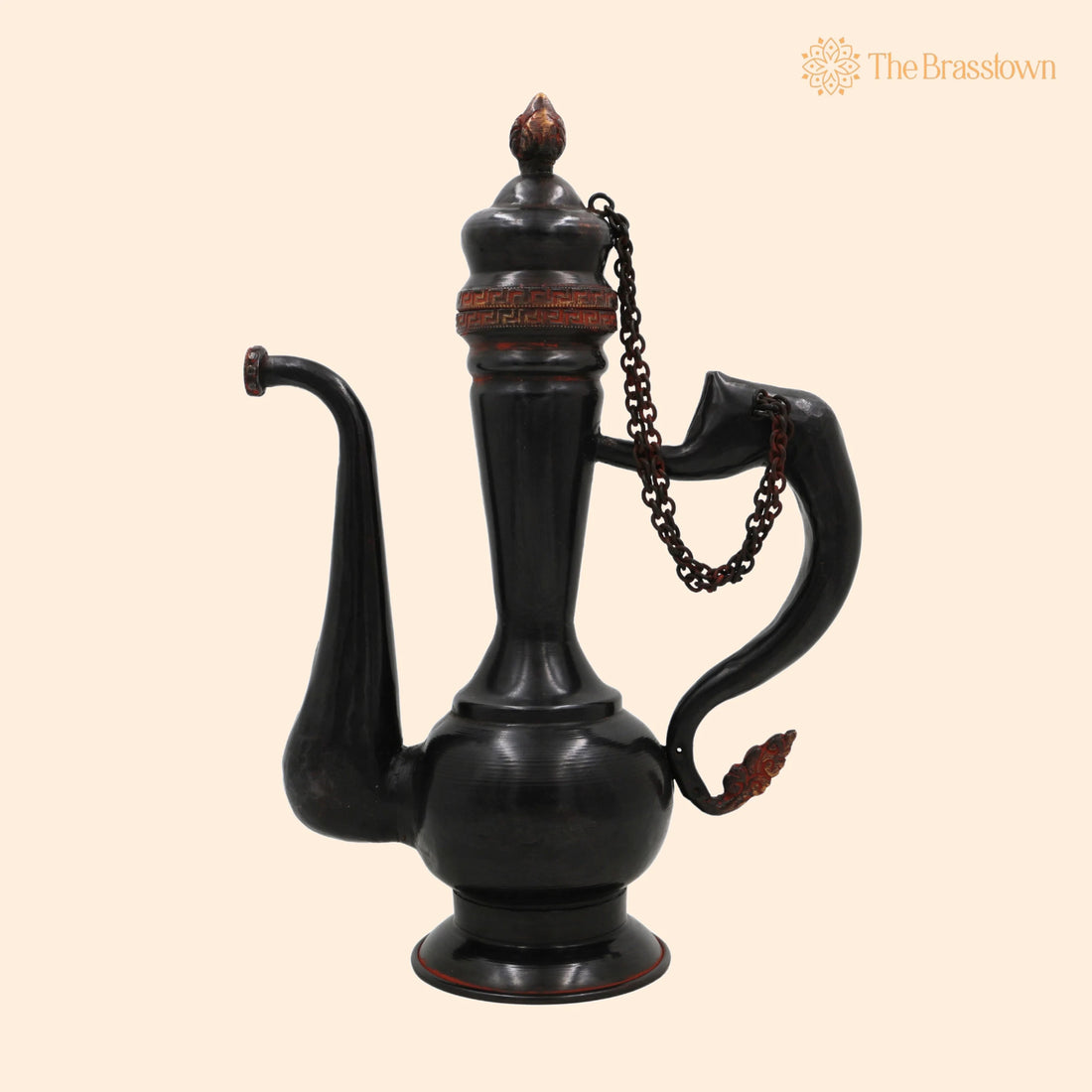 Handcrafted Peetal Brass Kettle Idol – Traditional Pittal Surahi Chai Pot, Vintage Hitale Water Jug for Pooja, Décor &amp; Gift 11 Inch 1