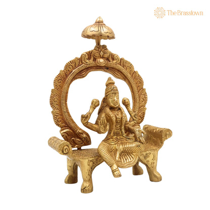 Brass Mahalakshmi Idol with Prabhavali – Handcrafted Shri Lakshmi Devi Murti for Pooja, Padmavati Laxmi Statue for Home Temple &amp; Gifts 8 Inch 2