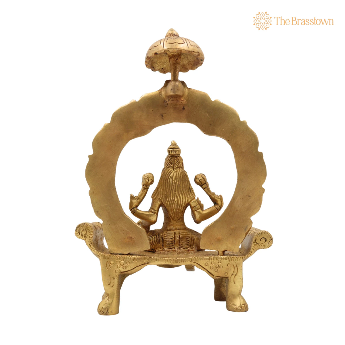 Brass Mahalakshmi Idol with Prabhavali – Handcrafted Shri Lakshmi Devi Murti for Pooja, Padmavati Laxmi Statue for Home Temple &amp; Gifts 8 Inch 4