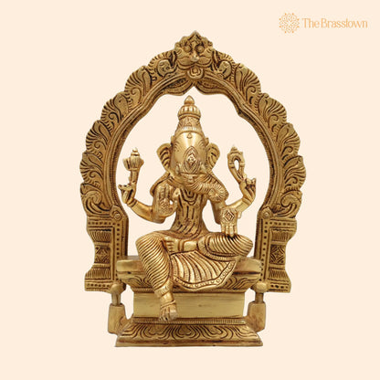 Brass Vinayaki Idol – Handcrafted Female Ganesha Murti, Pital Gajamukhi Yogini for Puja, Décor &amp; Gifts 8 Inch 1