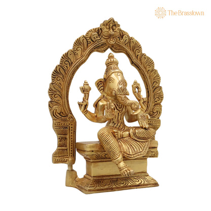 Brass Vinayaki Idol – Handcrafted Female Ganesha Murti, Pital Gajamukhi Yogini for Puja, Décor &amp; Gifts 8 Inch 2