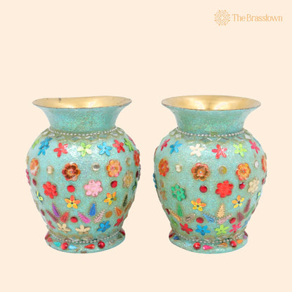 Brass Vases – Handcrafted Flower, Brass, Phooladaan, Vas, Vaz, Brass Vases For Home, Beautiful Vase, Brass Vase, Flower Vase - Set Of 2 4 Inch 1