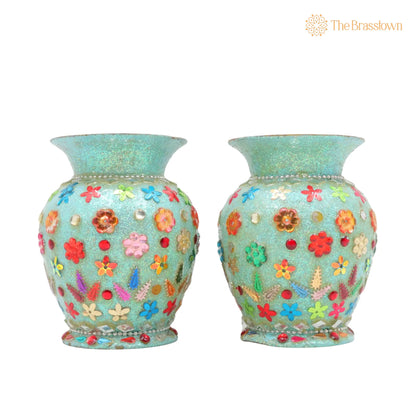 Brass Vases – Handcrafted Flower, Brass, Phooladaan, Vas, Vaz, Brass Vases For Home, Beautiful Vase, Brass Vase, Flower Vase - Set Of 2 4 Inch 2