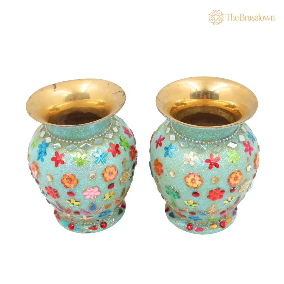 Brass Vases – Handcrafted Flower, Brass, Phooladaan, Vas, Vaz, Brass Vases For Home, Beautiful Vase, Brass Vase, Flower Vase - Set Of 2 4 Inch 3