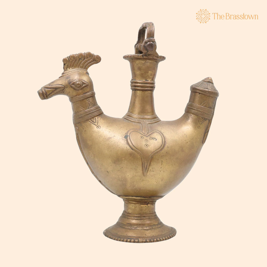 Brass Antique Kamandal – Handcrafted Brass Stoup, Gangajali, Ganga Jali, Pooja Loota, Water Kamandal - Antique Loota, Kamandal 9 Inch 1