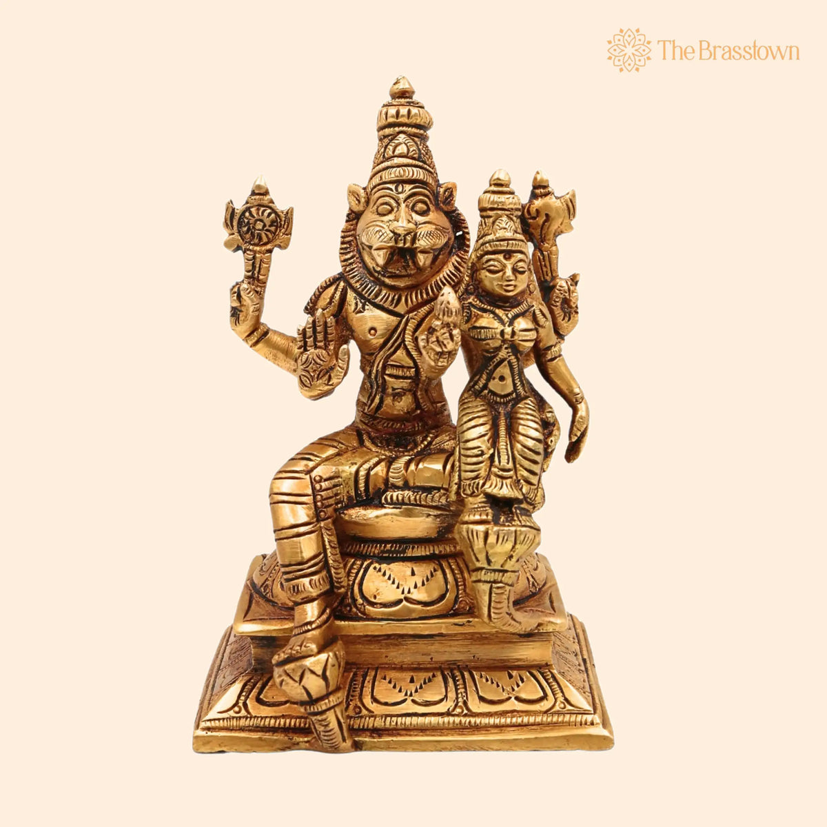 Brass Lakshmi Narasimha Swamy Idol – Handcrafted Pital Silai for Pooja &amp; Home Décor 5 Inch 1
