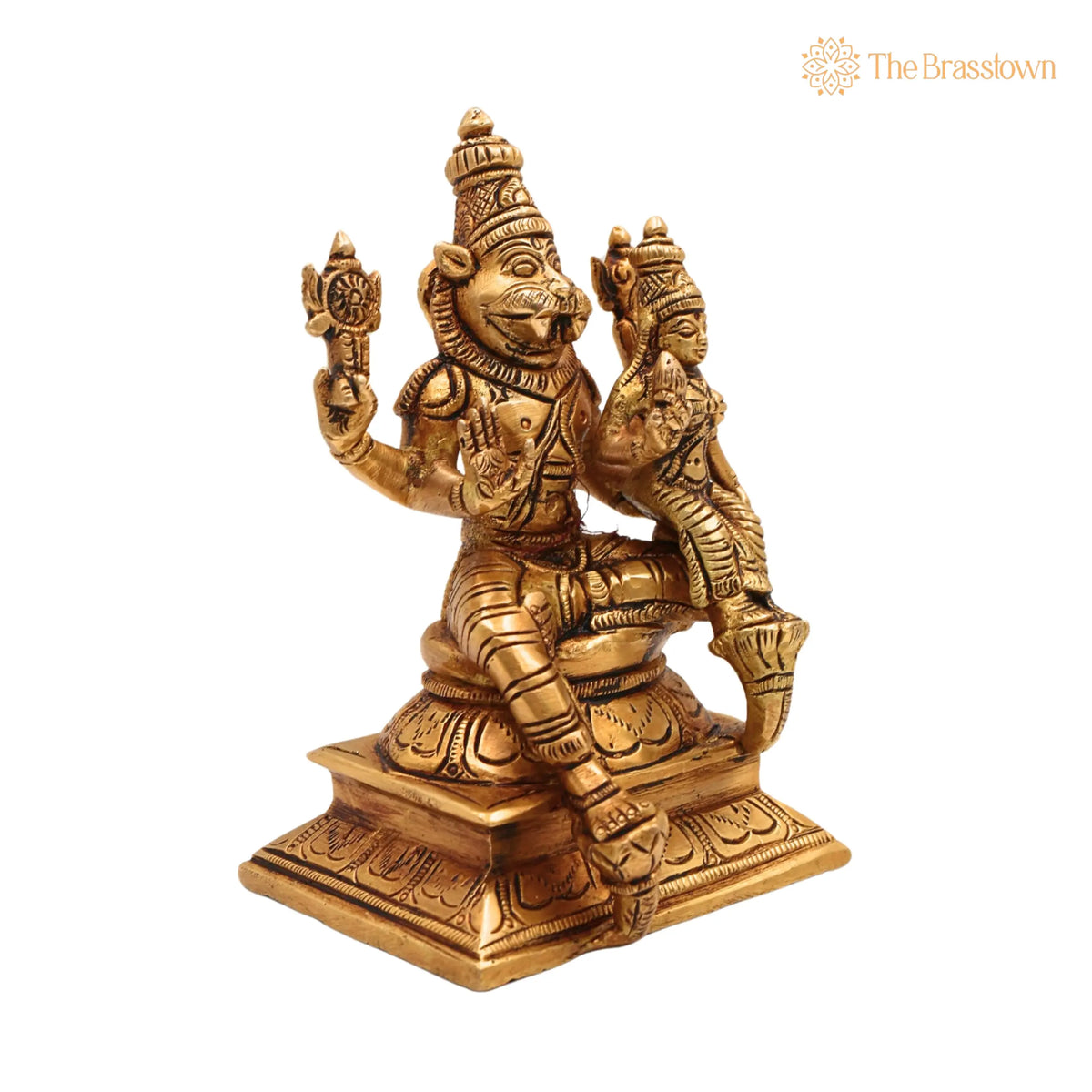 Brass Lakshmi Narasimha Swamy Idol – Handcrafted Pital Silai for Pooja &amp; Home Décor 5 Inch 2