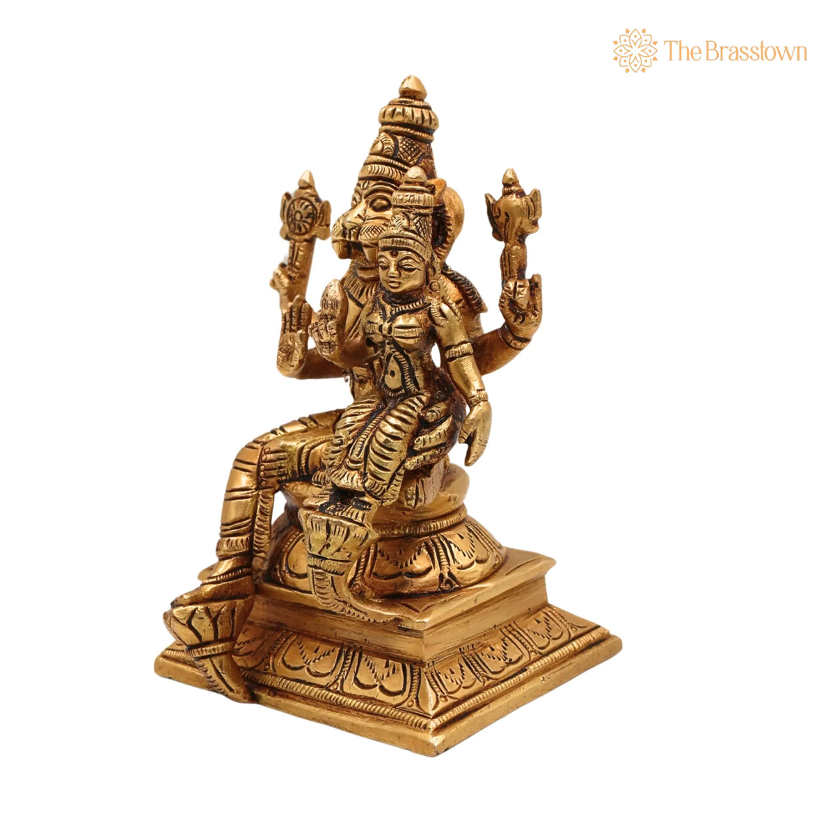 Brass Lakshmi Narasimha Swamy Idol – Handcrafted Pital Silai for Pooja &amp; Home Décor 5 Inch 3