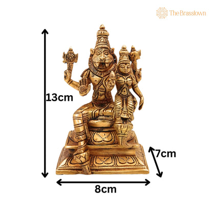 Brass Lakshmi Narasimha Swamy Idol – Handcrafted Pital Silai for Pooja &amp; Home Décor 5 Inch 5