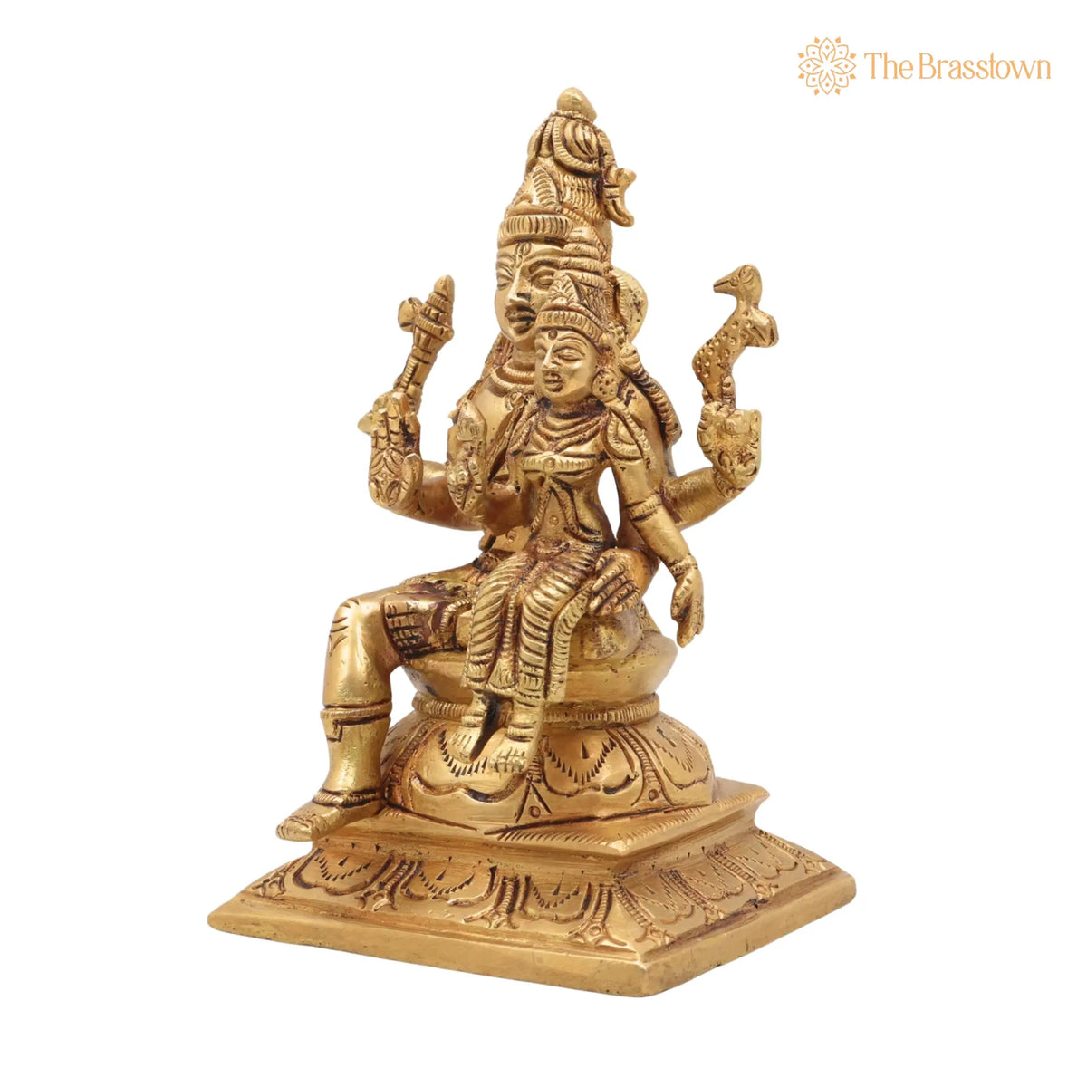 Brass Shiva Parvati Idol – Ardhnarishwar Uma Maheshwar Gauri Shankar Murti, Handcrafted Shiv Shakti Statue for Pooja 6 Inch 3