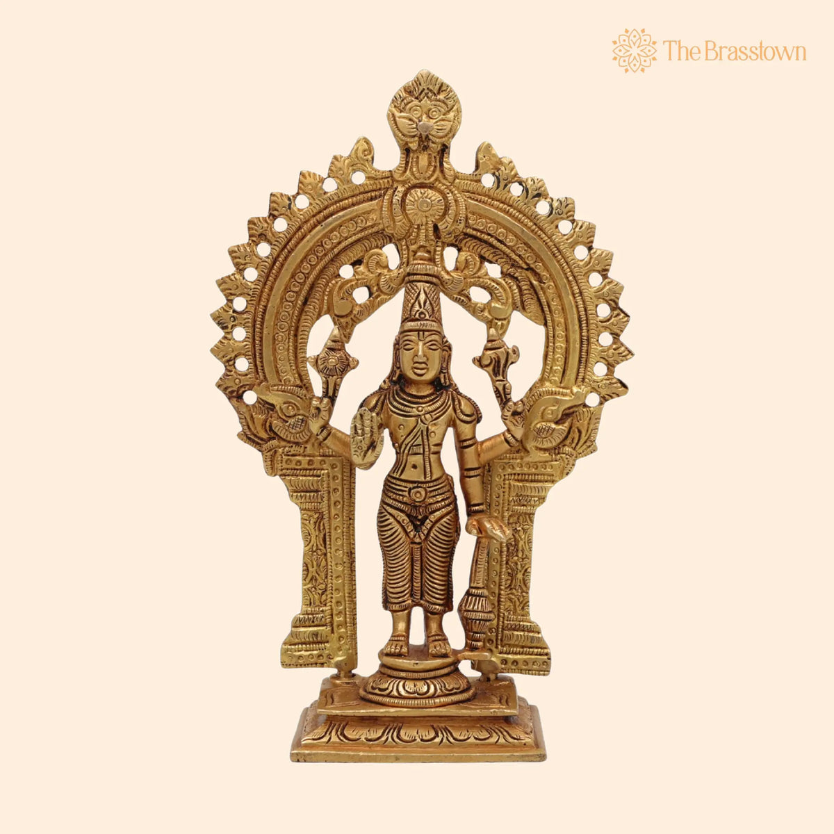 Brass Vishnu Idol – Handcrafted Narayana Murti Statue, Govinda Padmanabha Brass Sculpture, Pooja &amp; Home Décor Idol 7.5 Inch 1