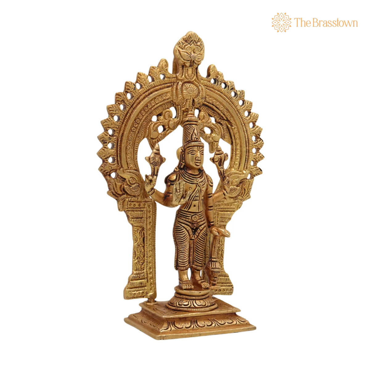 Brass Vishnu Idol – Handcrafted Narayana Murti Statue, Govinda Padmanabha Brass Sculpture, Pooja &amp; Home Décor Idol 7.5 Inch 2