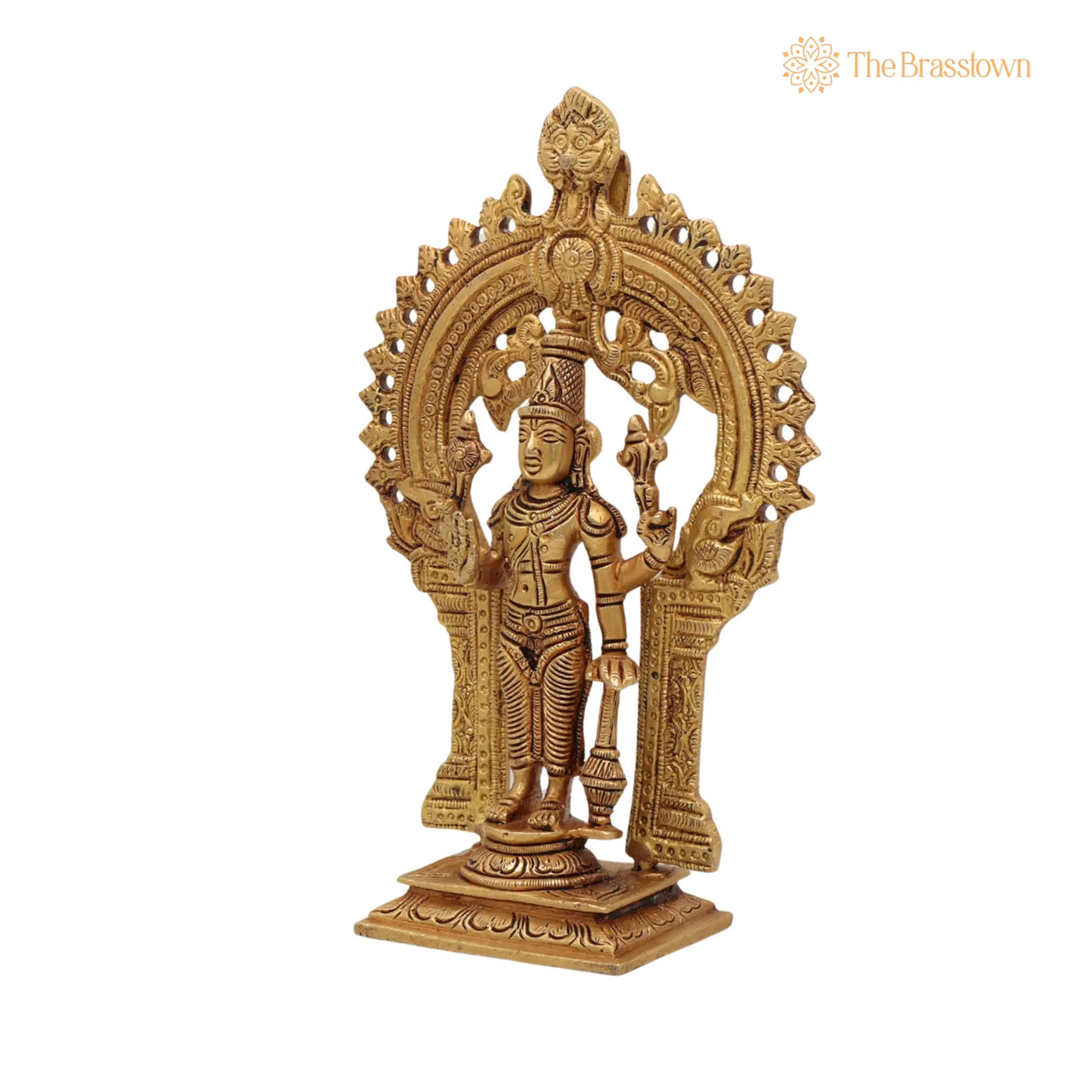Brass Vishnu Idol – Handcrafted Narayana Murti Statue, Govinda Padmanabha Brass Sculpture, Pooja &amp; Home Décor Idol 7.5 Inch 3
