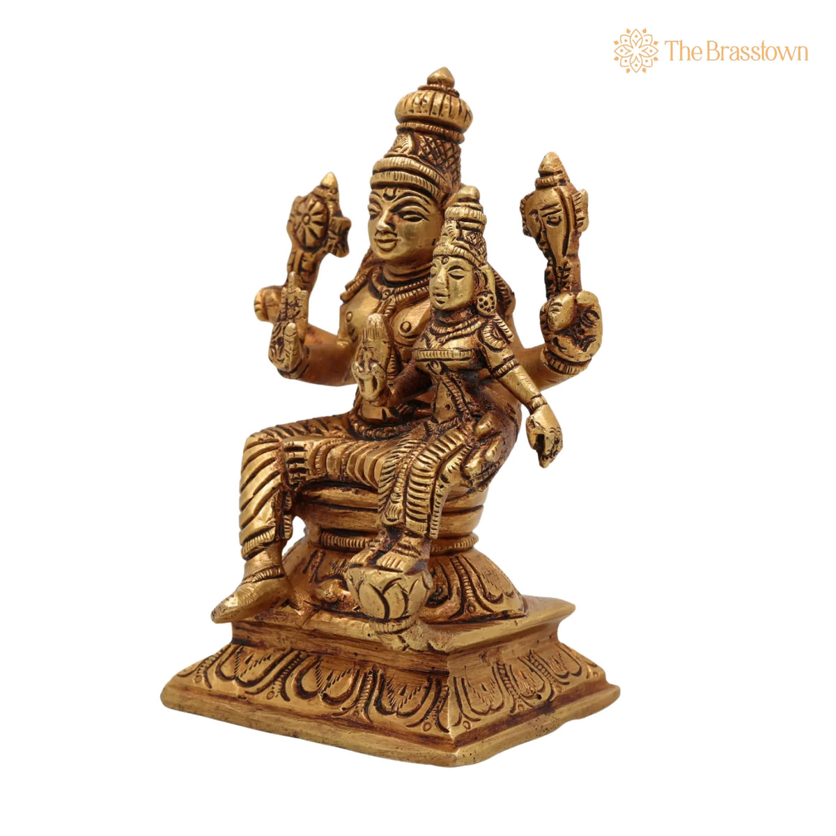 Brass Vishnu Lakshmi Idol – Handcrafted Lakshmi Narayan Murti, Lakshmi Narayana Vigraha, Pital Lakshmi Narayan Statue for Pooja 5 Inch 3