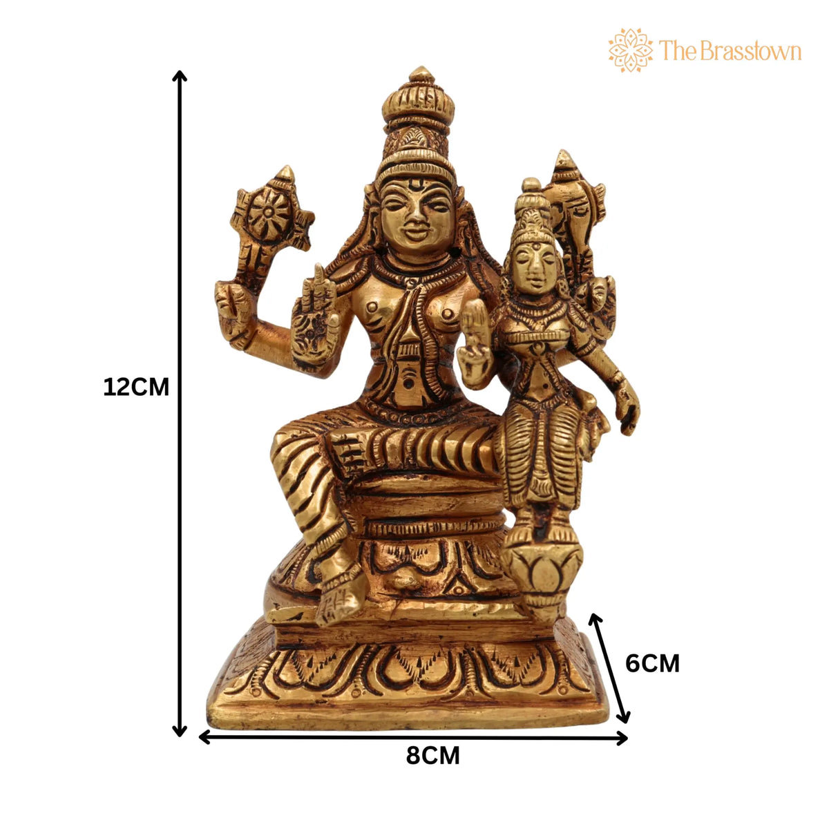 Brass Vishnu Lakshmi Idol – Handcrafted Lakshmi Narayan Murti, Lakshmi Narayana Vigraha, Pital Lakshmi Narayan Statue for Pooja 5 Inch 5