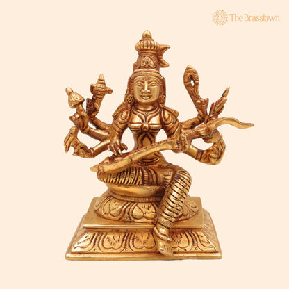 Brass Handcrafted Raja Matangi Devi Idol – Tantric Mahavidya Uchchhishta Chandalini Murti for Temple &amp; Home Décor 6 Inch 1