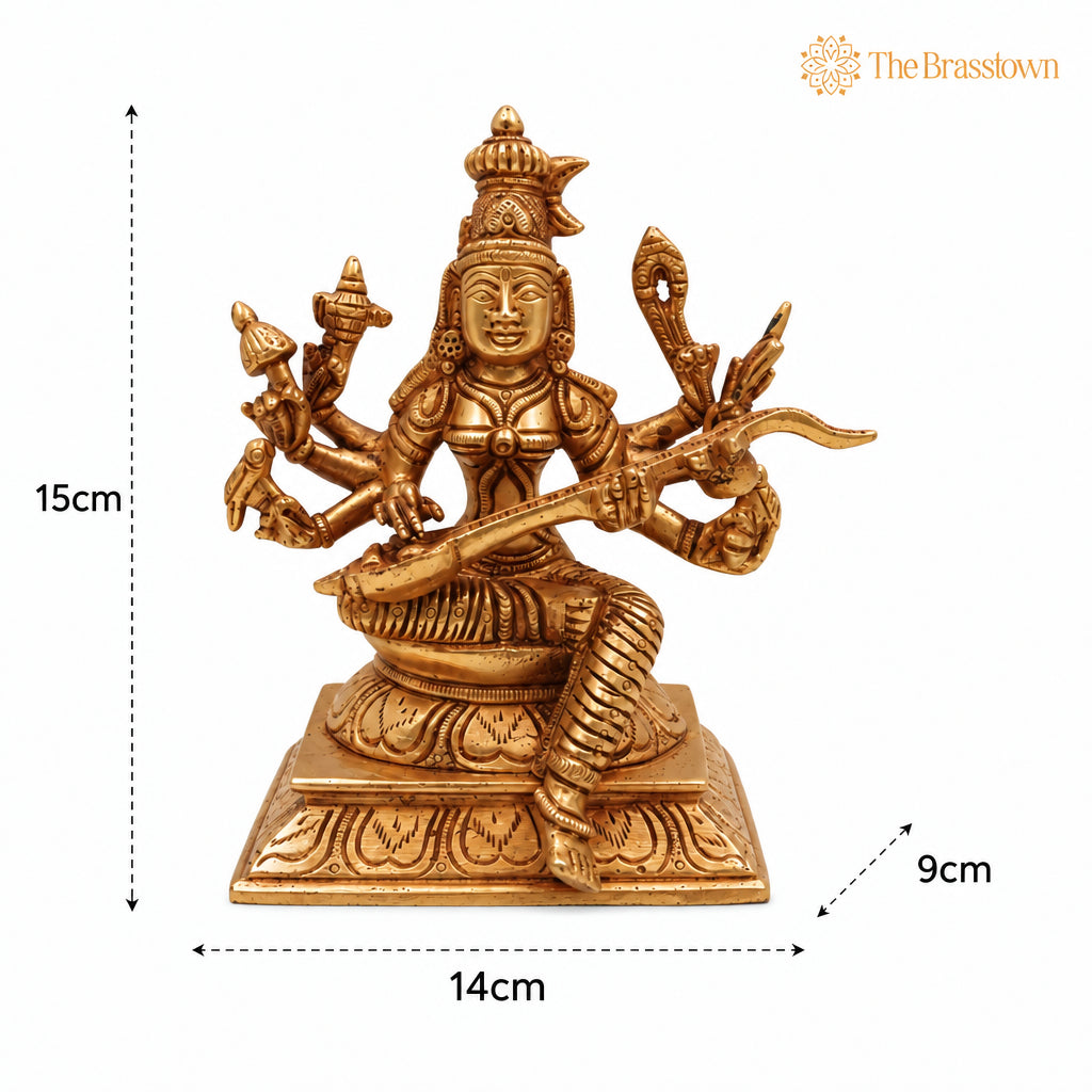 Brass Handcrafted Raja Matangi Devi Idol – Tantric Mahavidya Uchchhishta Chandalini Murti for Temple &amp; Home Décor 6 Inch 5