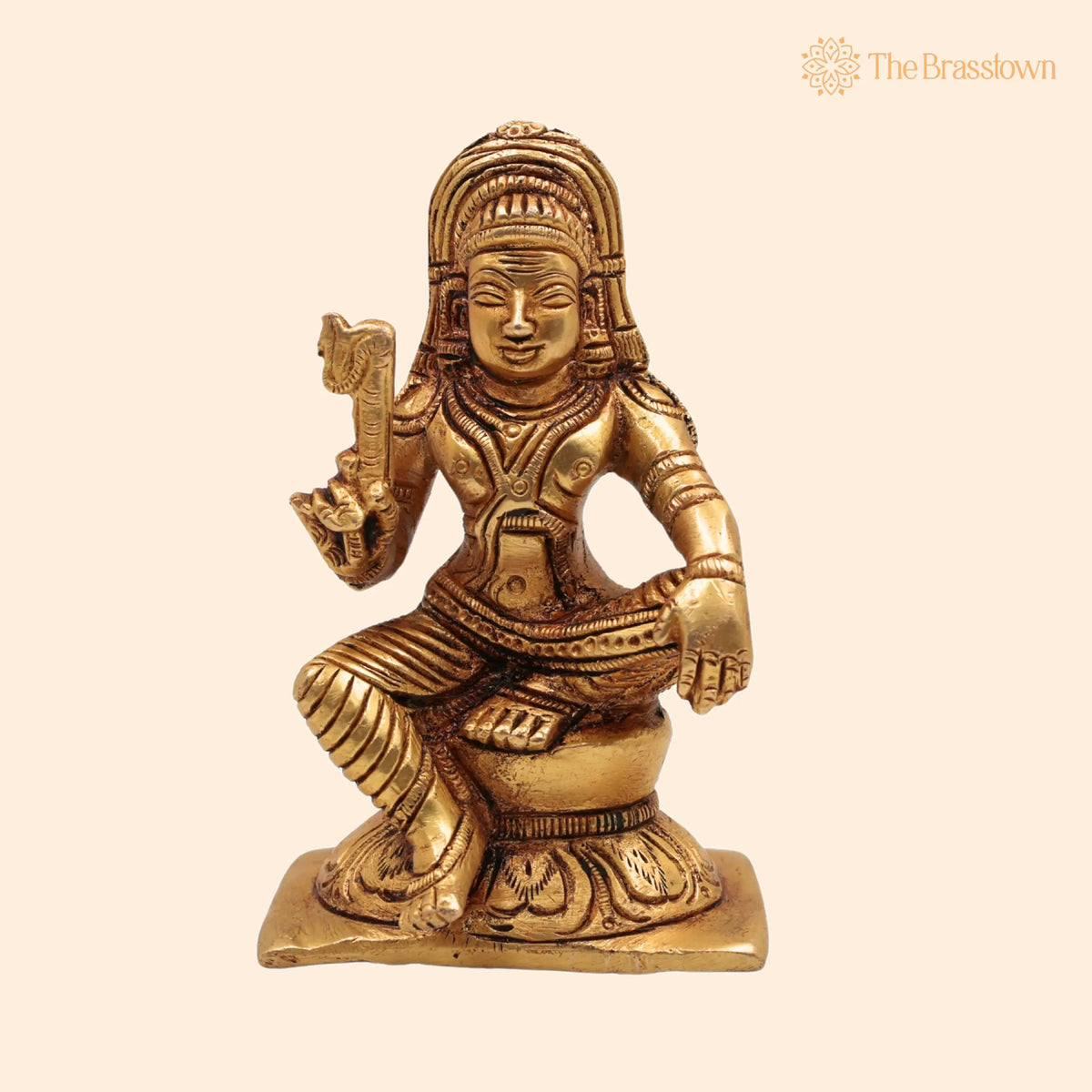 Brass Ayyanar Idol – Handcrafted Tamil Village Guardian Deity, Dharma Shasta, Aiyanar Silai, Kaaval Deivam, Shasta Murti Sculpture 4 Inch 1