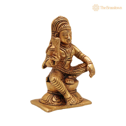Brass Ayyanar Idol – Handcrafted Tamil Village Guardian Deity, Dharma Shasta, Aiyanar Silai, Kaaval Deivam, Shasta Murti Sculpture 4 Inch 2