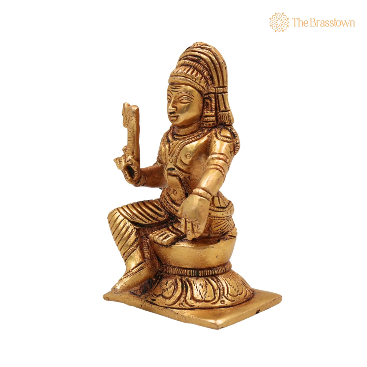 Brass Ayyanar Idol – Handcrafted Tamil Village Guardian Deity, Dharma Shasta, Aiyanar Silai, Kaaval Deivam, Shasta Murti Sculpture 4 Inch 3