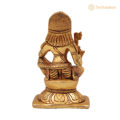 Brass Ayyanar Idol – Handcrafted Tamil Village Guardian Deity, Dharma Shasta, Aiyanar Silai, Kaaval Deivam, Shasta Murti Sculpture 4 Inch 4