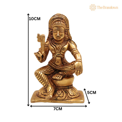 Brass Ayyanar Idol – Handcrafted Tamil Village Guardian Deity, Dharma Shasta, Aiyanar Silai, Kaaval Deivam, Shasta Murti Sculpture 4 Inch 5