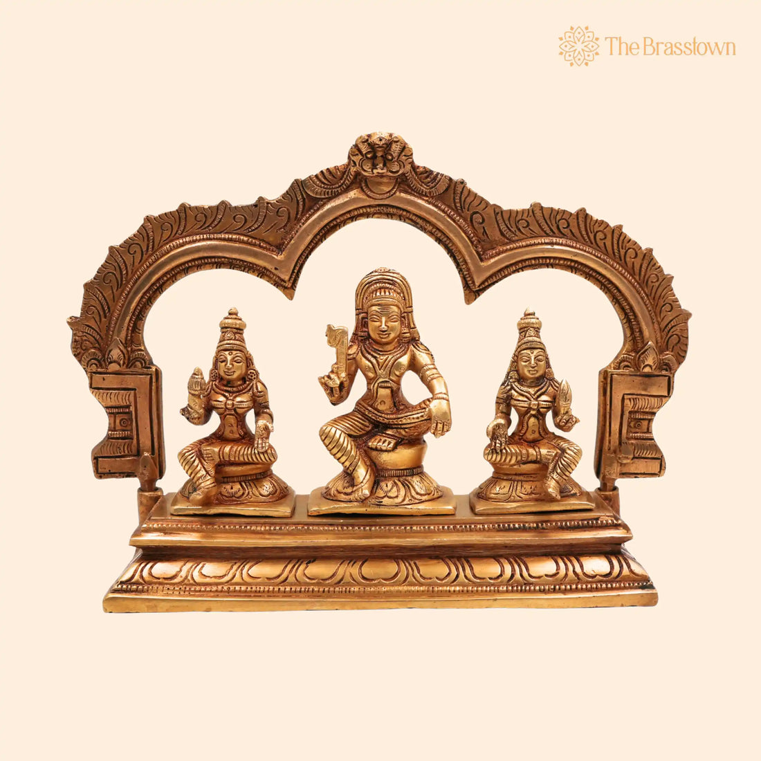 Brass Ayyanar Shasta Idol with Poorna &amp; Pushkala – Handcrafted Dharma Sastha Kuladeivam Gramadevata for Puja, Home Mandir &amp; Décor 7.5 Inch 1