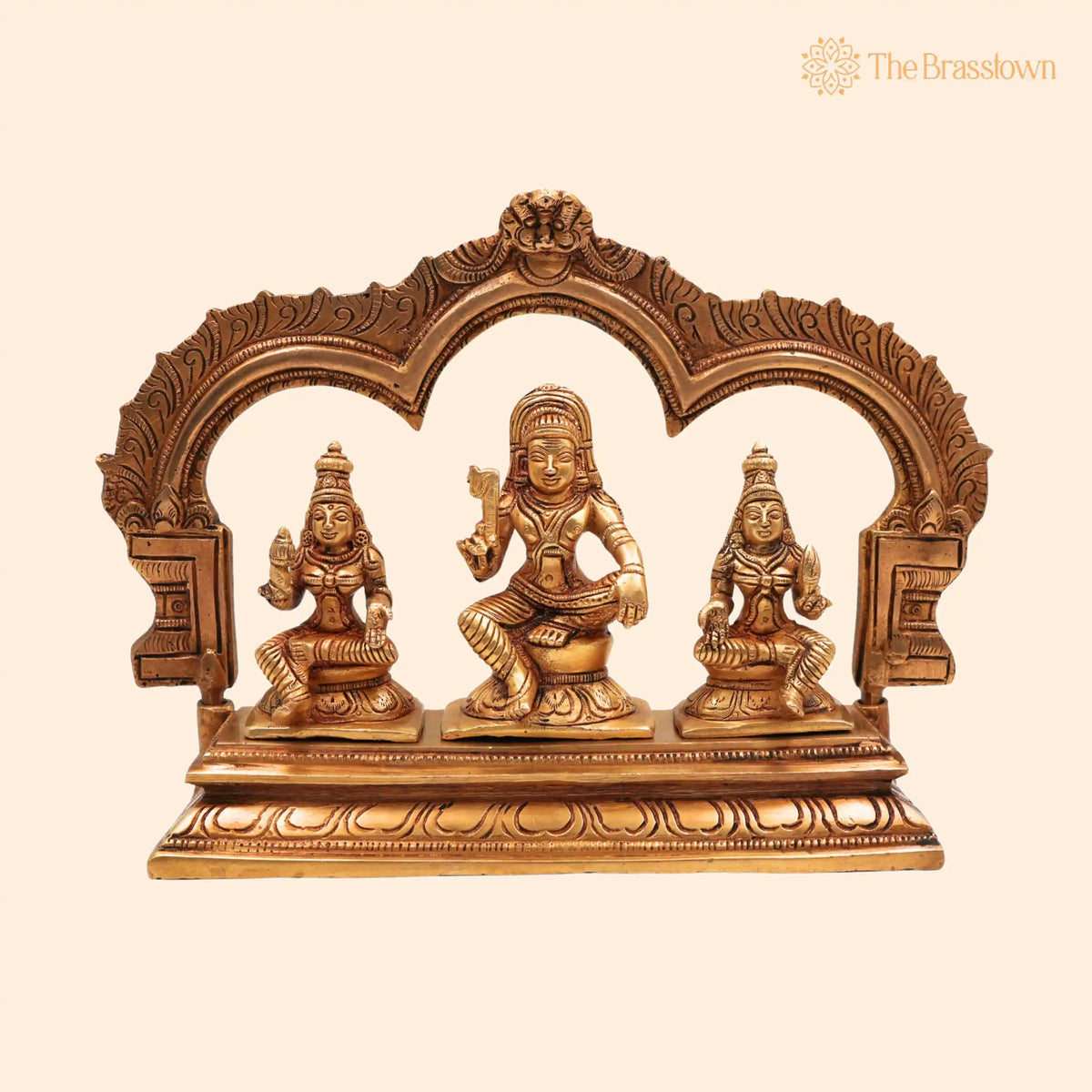 Brass Ayyanar Shasta Idol with Poorna &amp; Pushkala – Handcrafted Dharma Sastha Kuladeivam Gramadevata for Puja, Home Mandir &amp; Décor 7.5 Inch 1