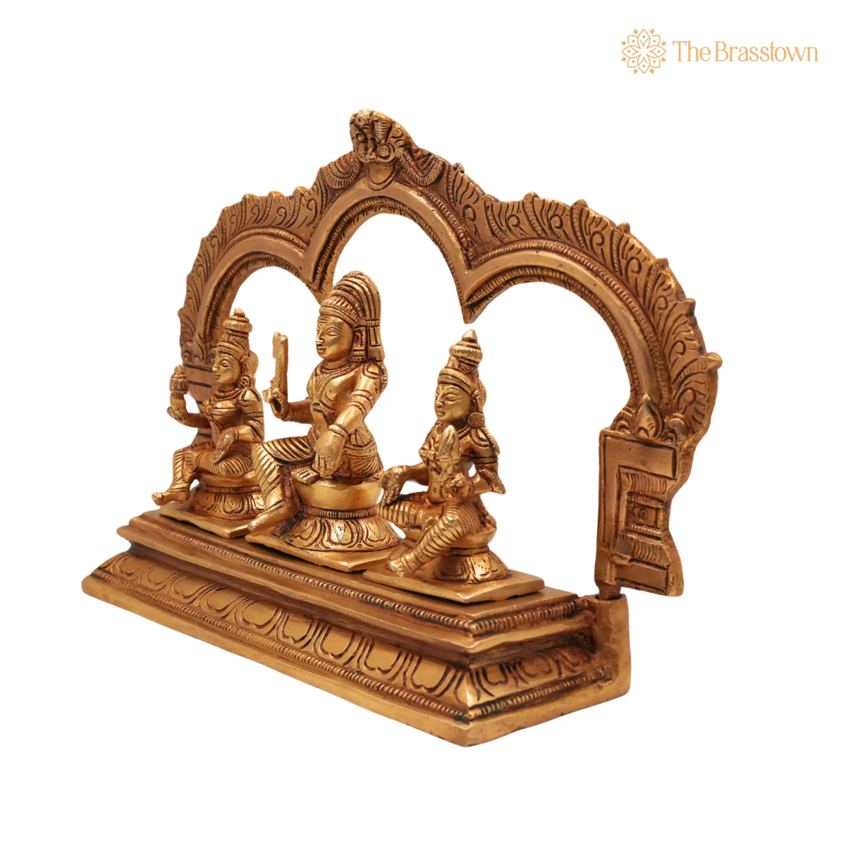 Brass Ayyanar Shasta Idol with Poorna &amp; Pushkala – Handcrafted Dharma Sastha Kuladeivam Gramadevata for Puja, Home Mandir &amp; Décor 7.5 Inch 3