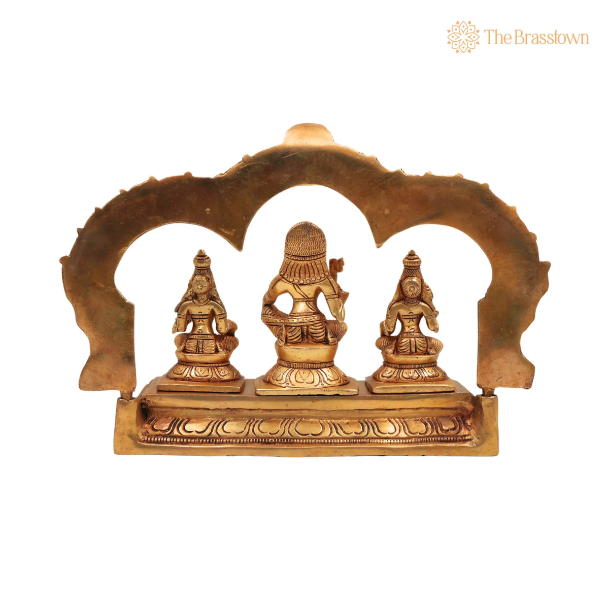 Brass Ayyanar Shasta Idol with Poorna &amp; Pushkala – Handcrafted Dharma Sastha Kuladeivam Gramadevata for Puja, Home Mandir &amp; Décor 7.5 Inch 4