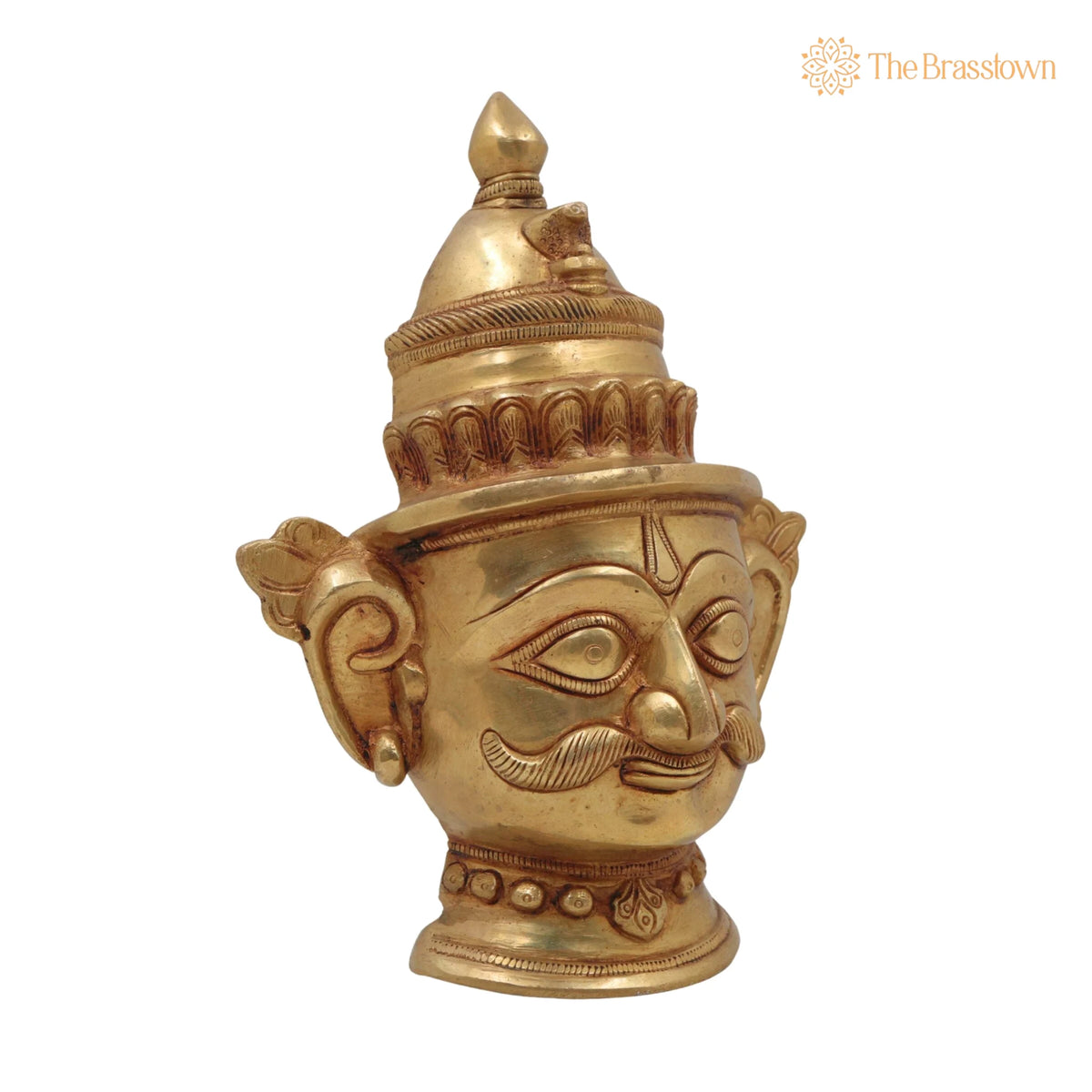 Brass Shiva Face Idol – Peetal Mahadev Mukha, Handcrafted Bholenath Head, Rudra Shankara Mask, Kailashnath Pital Statue 9 Inch 2