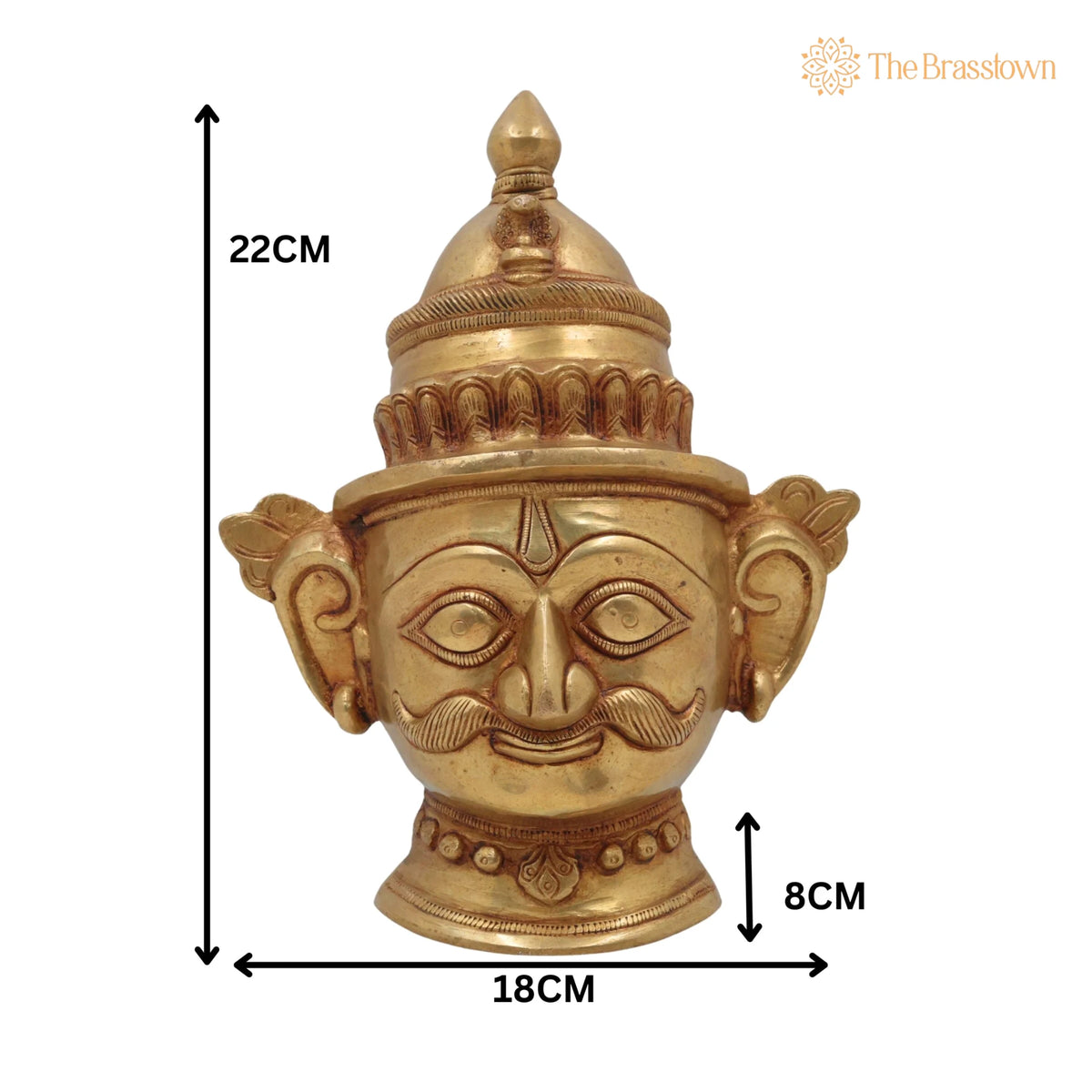 Brass Shiva Face Idol – Peetal Mahadev Mukha, Handcrafted Bholenath Head, Rudra Shankara Mask, Kailashnath Pital Statue 9 Inch 5