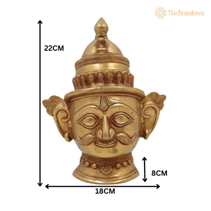 Brass Shiva Face Idol – Peetal Mahadev Mukha, Handcrafted Bholenath Head, Rudra Shankara Mask, Kailashnath Pital Statue 9 Inch 5