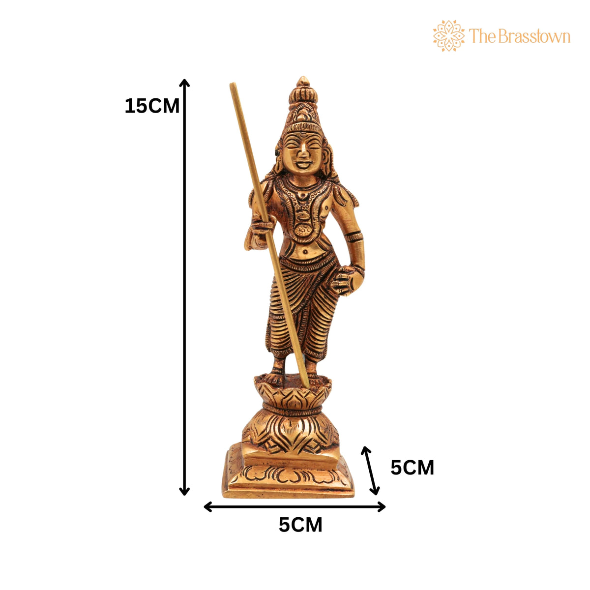 Brass Murugan Idol – Handcrafted Kartikeya Skanda Kumara Shanmukha Subrahmanya Murti, Vel Murugan Sculpture for Pooja, Home Décor &amp; Gifts 6 Inch 5