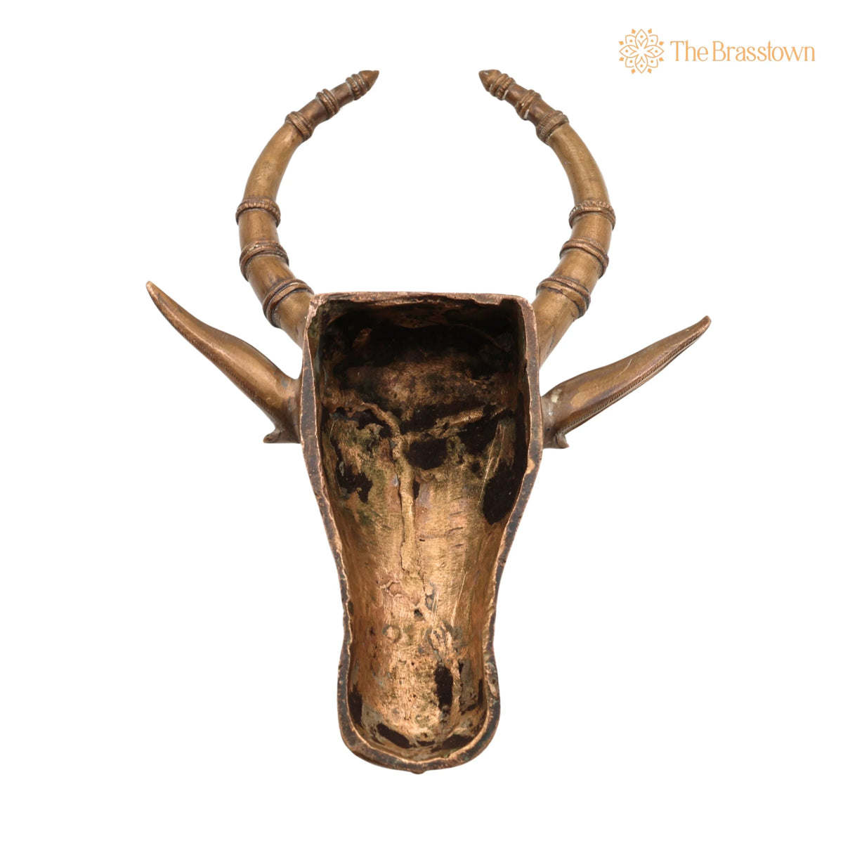 Handcrafted Bronze Nandi Idol – Panchaloha Nandhi Murti, Devotional Bull Head Sculpture for Pooja &amp; Temple Décor 10 Inch 4