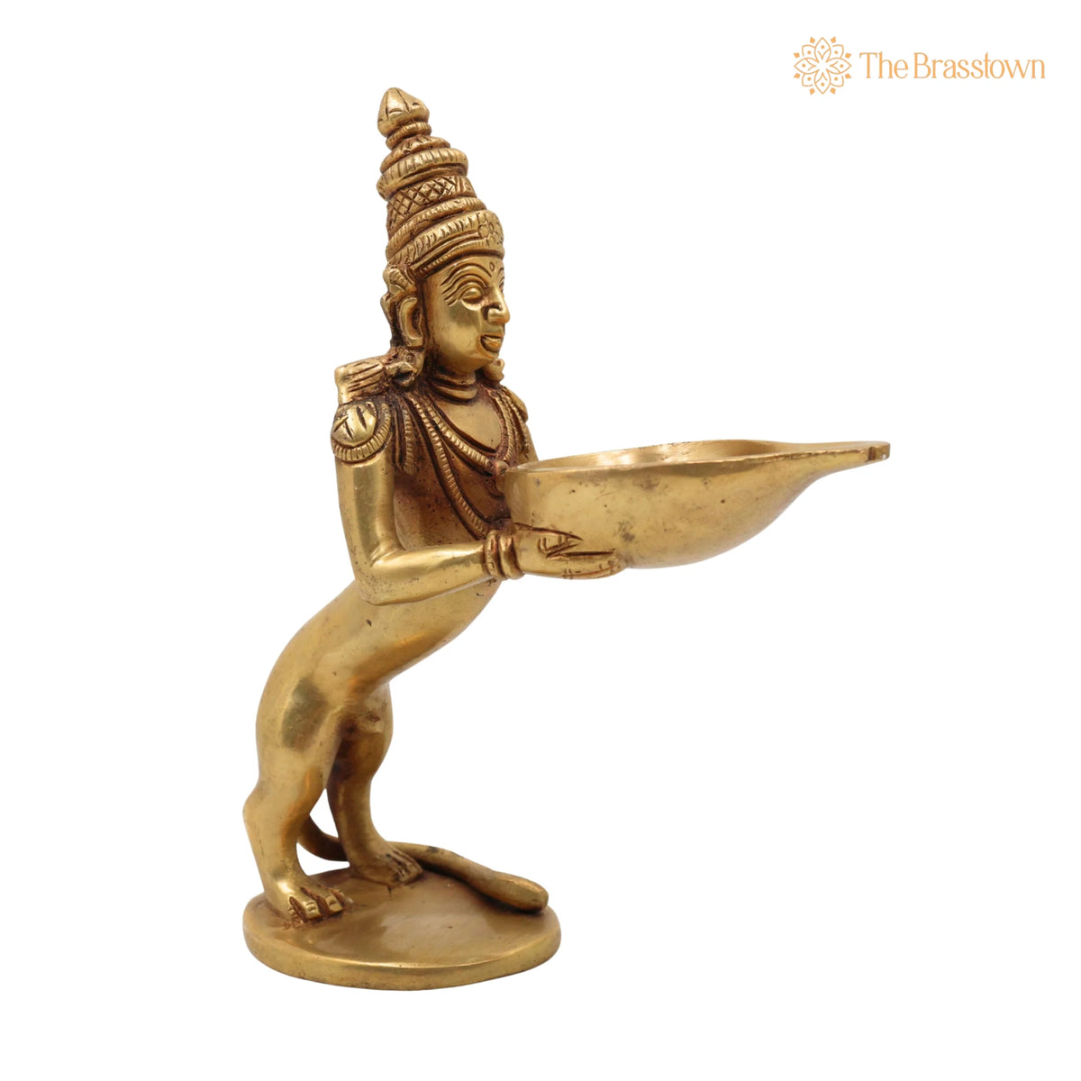 Brass Yali Lamp – Handcrafted Lion Holding Vilakku, Peetal Pital Pittal Deepam, Traditional South Indian Pooja Deepa 8 Inch 2